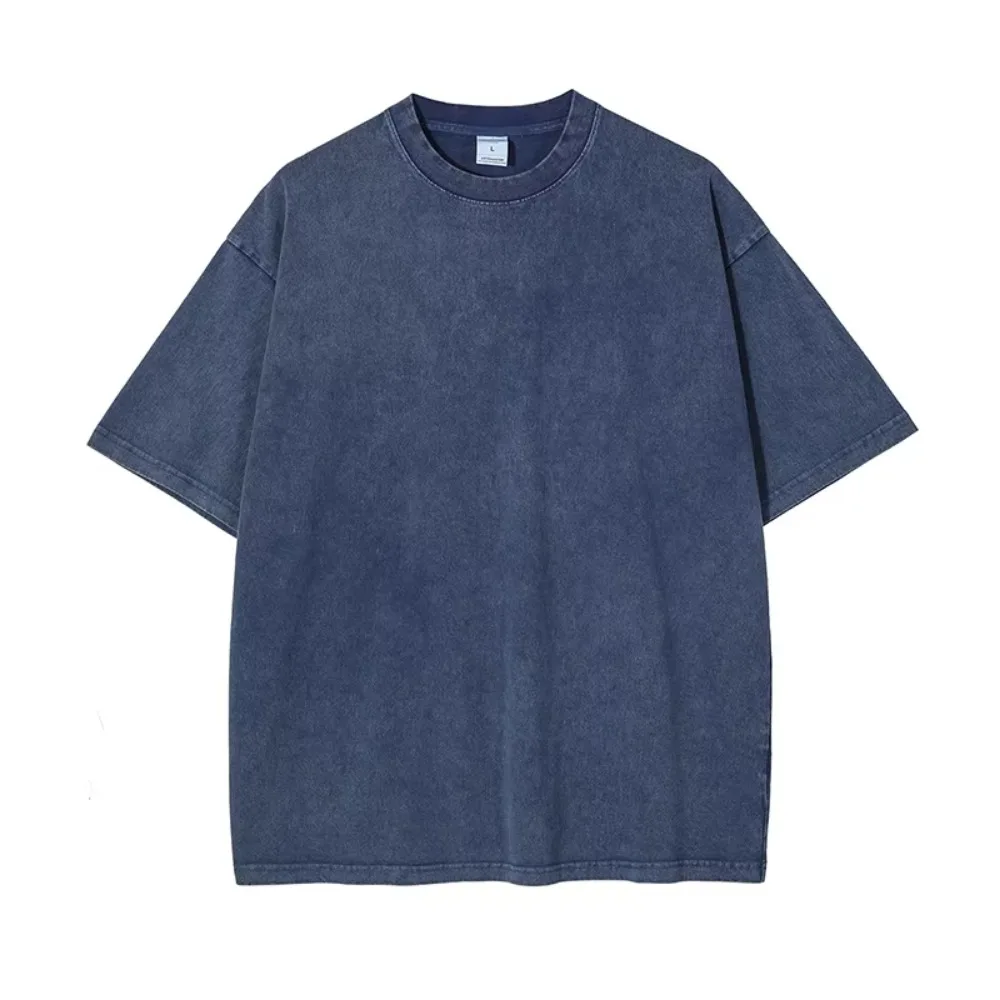 Custom 100% Cotton High Quality Vintage Distressed Crew Neck 300 Gsm T-shirt Heavyweight Acid Wash Boxy Oversized Tshirt Men