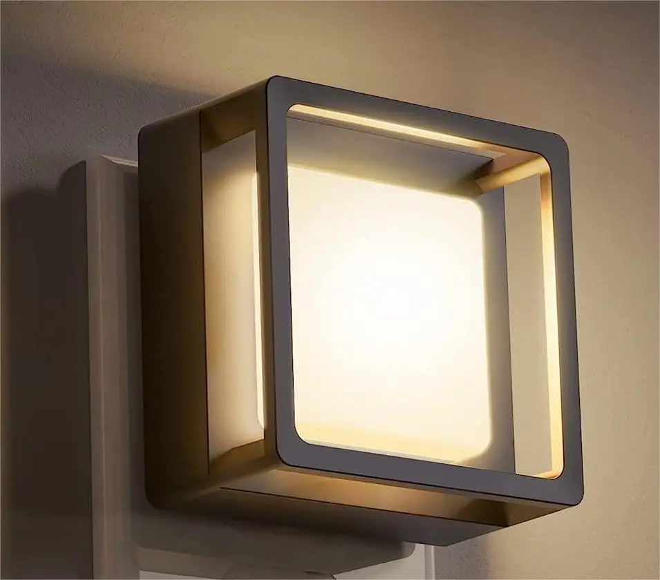 LOHAS 2024 Square Shape Warm White Light Sensor Night Light US EU UK Plug in Wall Led Mini Night Lamp for Bedroom Living Room
