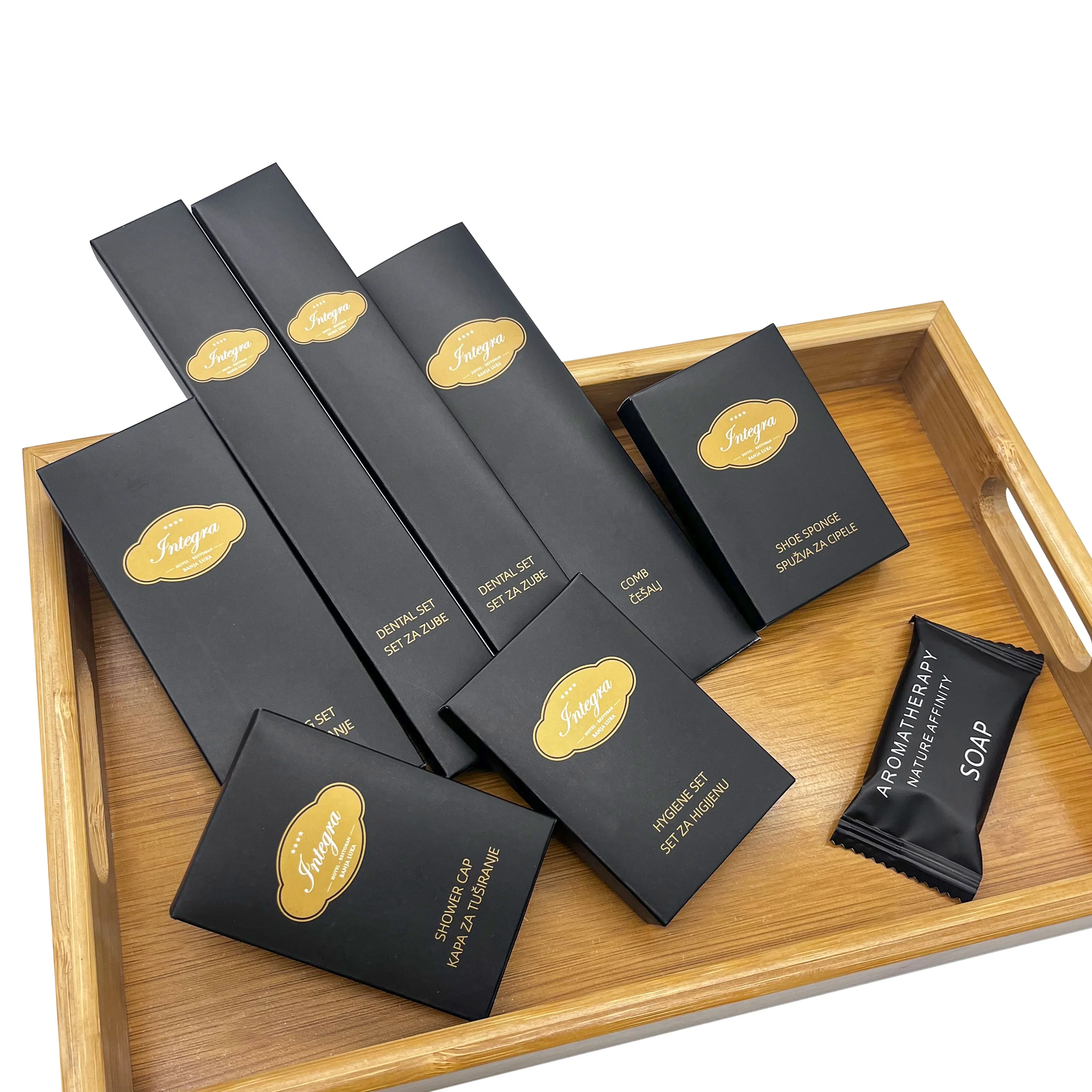 Black Custom Cosmetics Kit Bathroom Mini Soap Disposable Hotel Guestroom SPA Amenities Supplies Serie