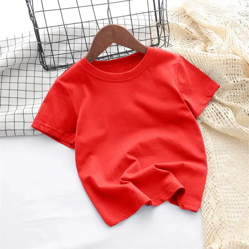 High Quality 100% Cotton T-shirt Wholesale Plain Color T Shirt for Kids Boys and Girl