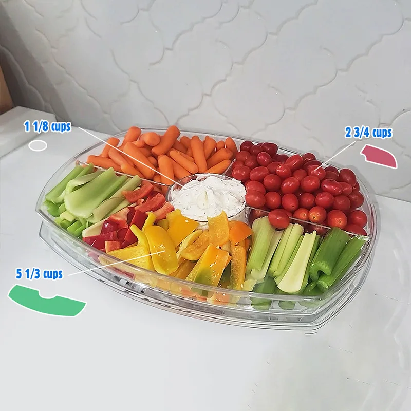 Serving Tray on Ice Chilled Serving Tray That Keep Food Cold Kitchen Chilled Food Bowl Apetizers-On-Ice with Lids