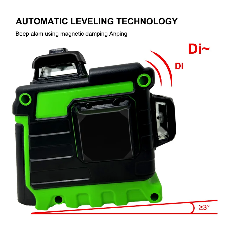12 Lines 3D Green Horizontal And Vertical Cross Lines Laser Level