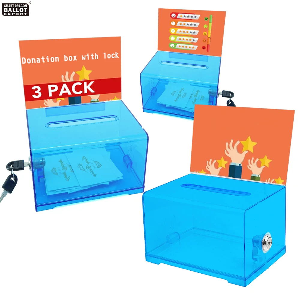 Donation Boxes Charity Voting Box Transparent Plastic Election Ballot Box