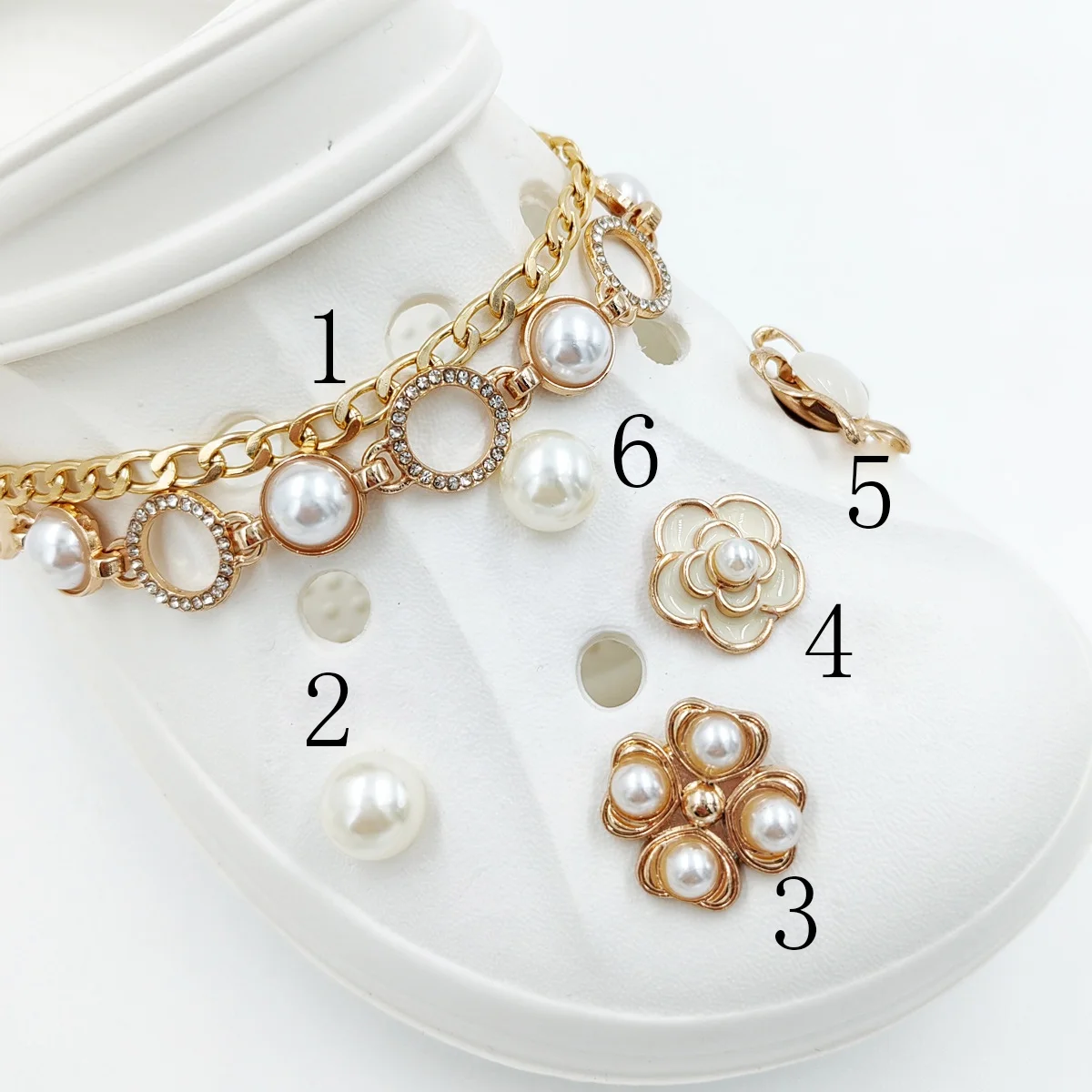 New Spot Small Fragrance Gold star Chain Detachable Zinc Alloy Accessories Shoe Flower Button