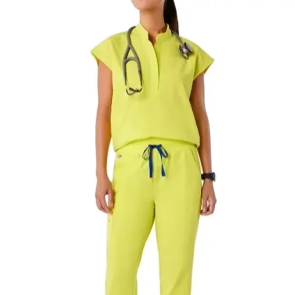Set of Unisex Woven Medical Scrub Suits Short Sleeve Nurse and Doctor Uniforms OEM Printed Surgical Clothing for Hospitals
