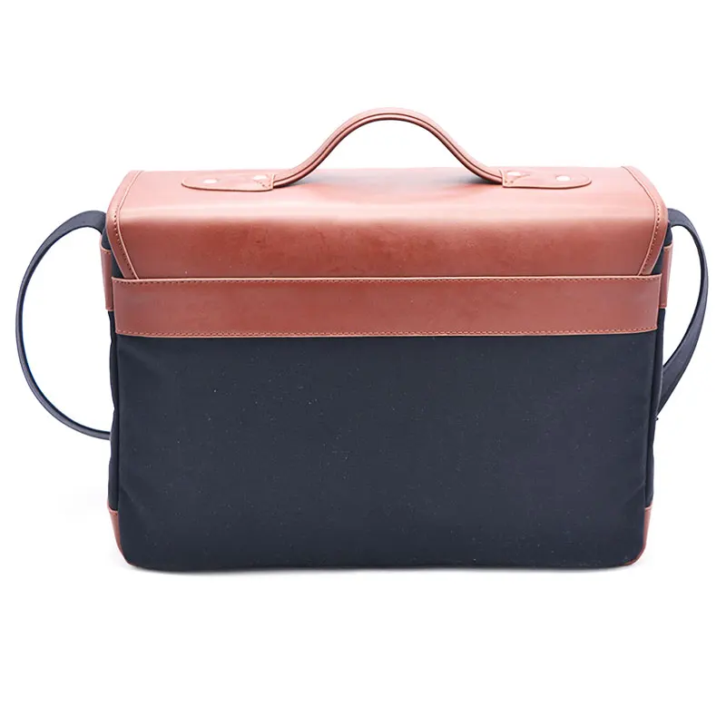 Vintage Custom Men Photographer Waterproof Waxed Canvas Leather Messenger Crossbody Dslr Camera Bag with  Removable Insert