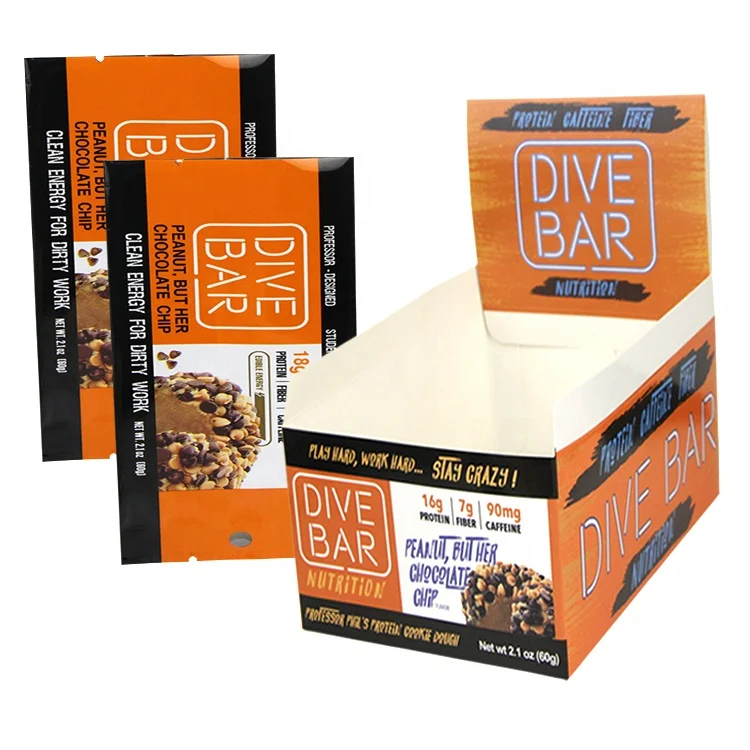 Digital Print aluminum foil protein energy chocolate bar pouch plastic food packaging bags for small businesses
