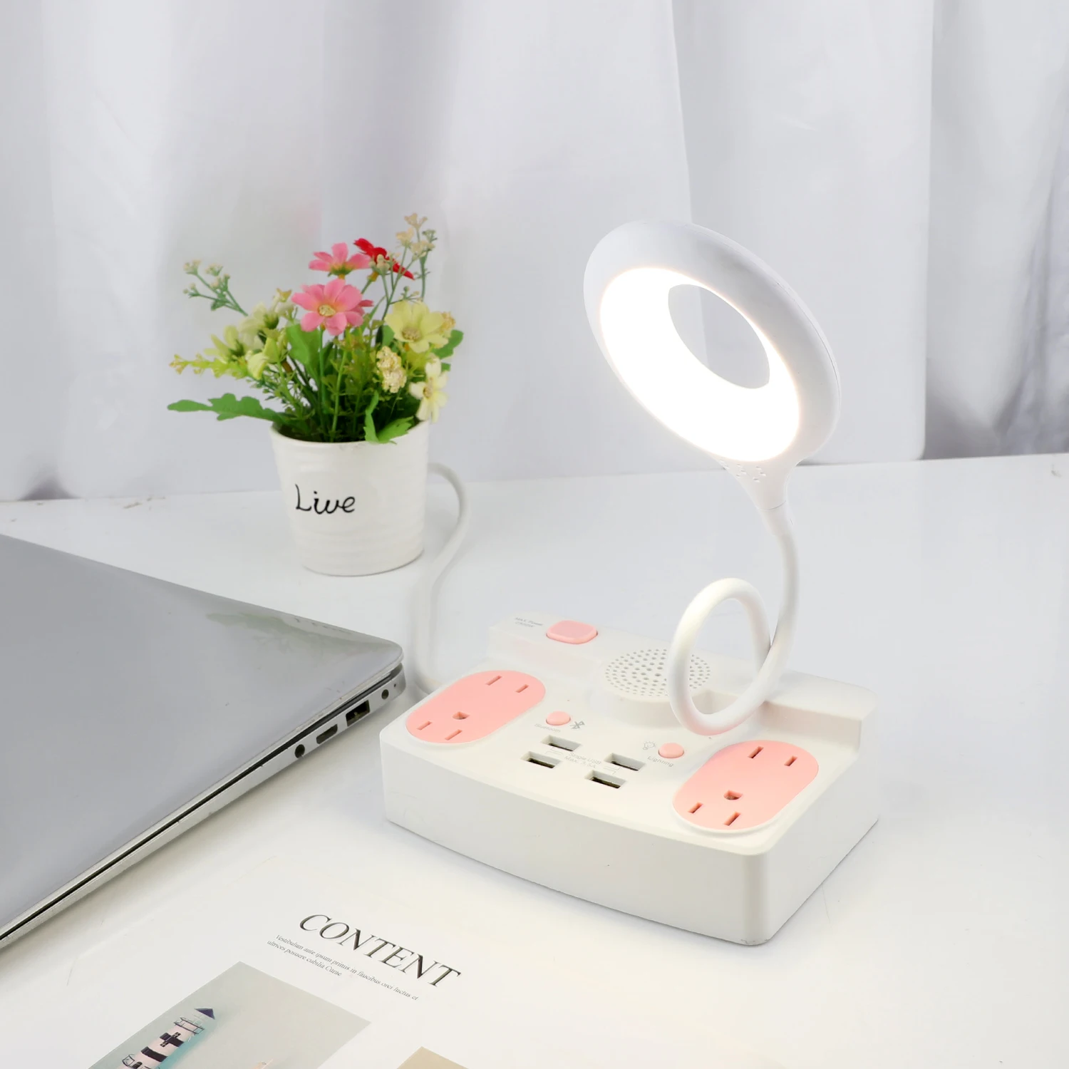 Wireless speaker multi-functional dormitory student charging board USB cable board web celebrity bedside lamp for home use
