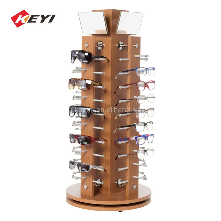 optical shop counter modern sunglass stand display retail rotating eyewear wood desktop display rack