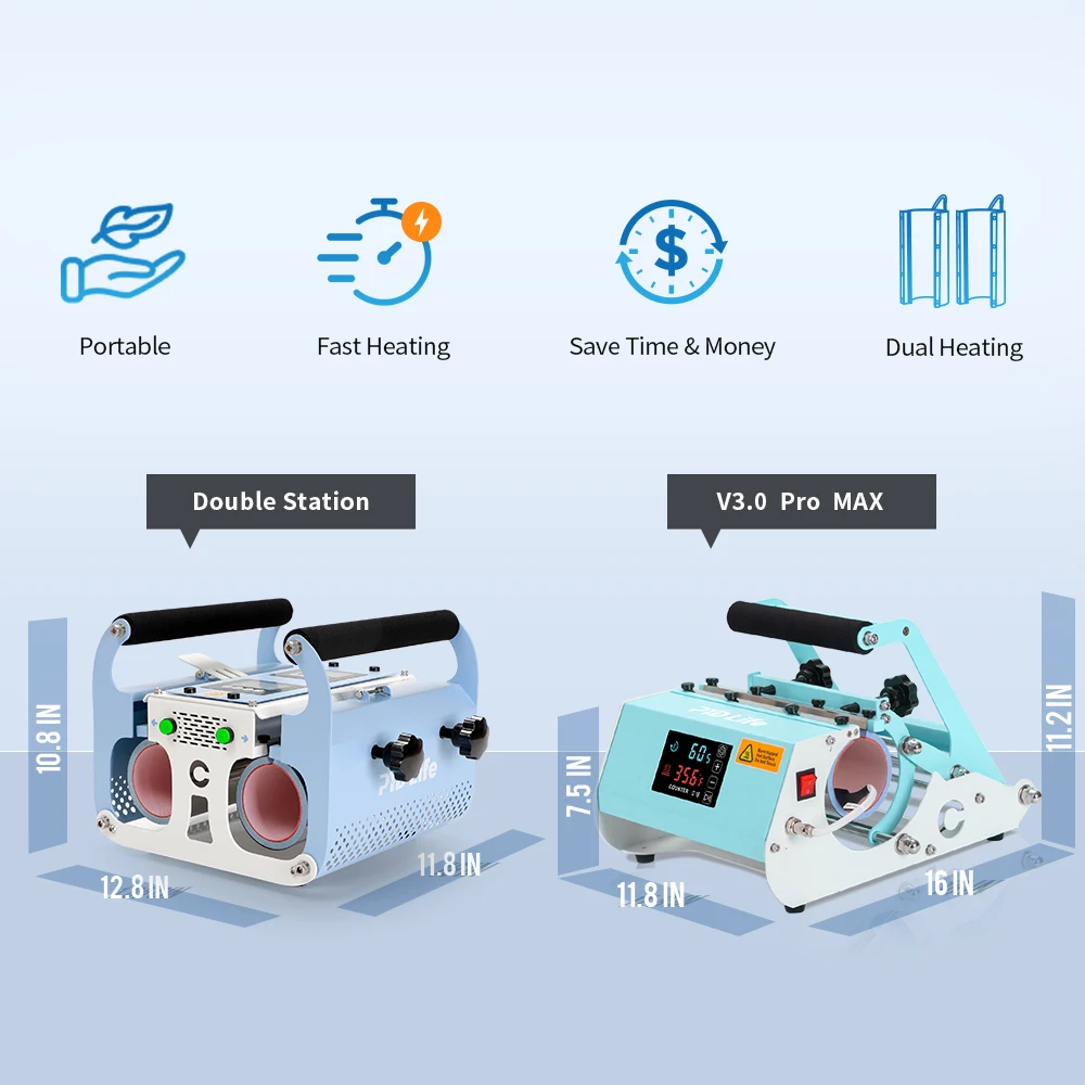 2023 PYD Life 30oz Double Station Dual Heat Press Machine Digital Sublimation Transfers Ready To Press For Mugs Cup Tumblers