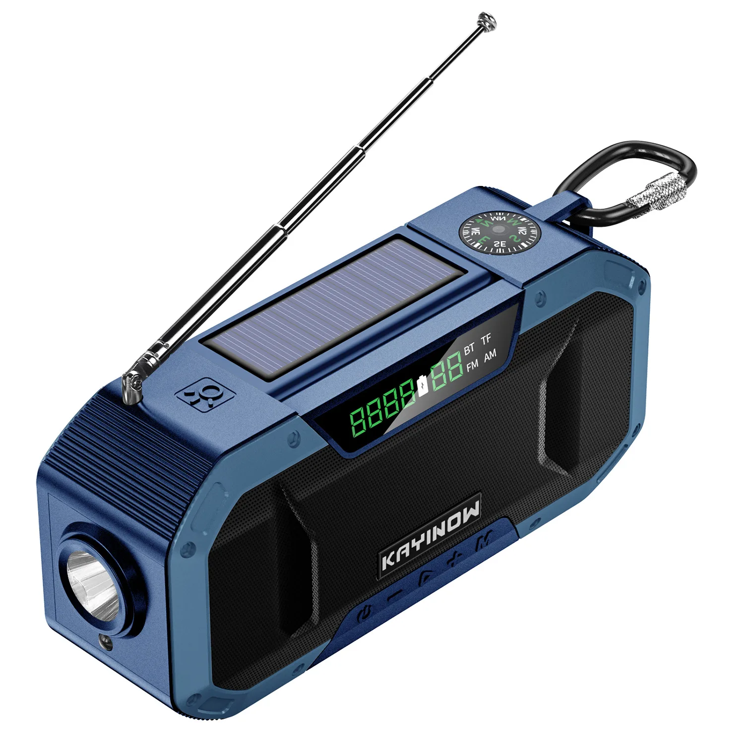 Solar Rechargeable Flashlight Mini Portable Fm  Hand-cranked  Emergency 3 In 1 Portable Solar Outdoor Radio