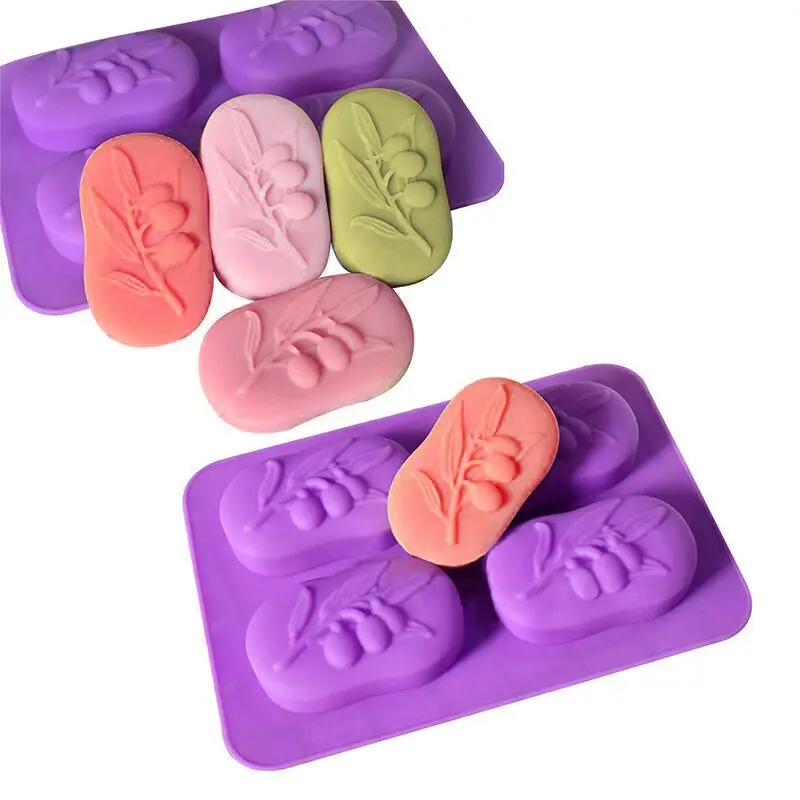Wholesale The Best-Selling 4 Cavity Mold New Design Leaf Soap Mold Handmade Rectangular Silicone Soap Mold Making Soap
