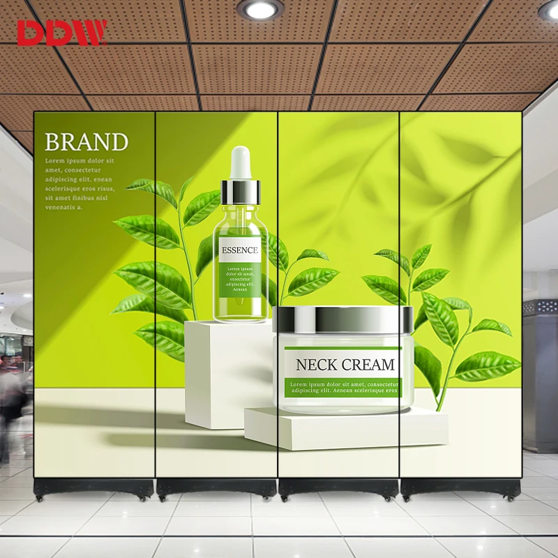 Ultra-Thin P1.75 P2 P2.5 Portable Wifi 4G USB Floor Stand Led Digital Signage Mobile Indoor Led Poster For Advertising Display