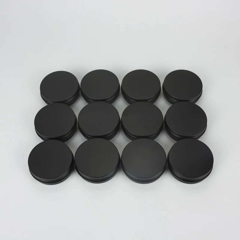 
60ml Matte black aluminum tin can with screw lid eco-friendly container packaging metal round aluminum jar 60ml 2oz 
