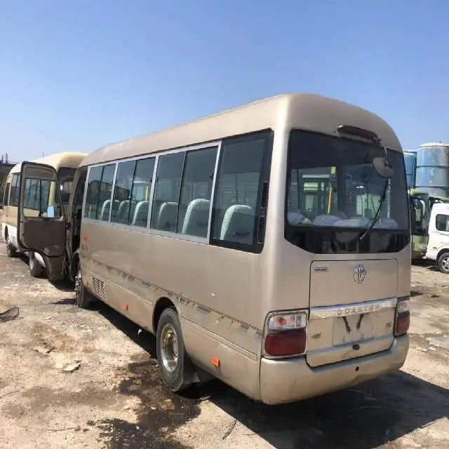 Second Hand Coaster Bus  LHD Mini Diesel Bus  Promition Price White Golden Brown For stock Africa Negeria Dubai