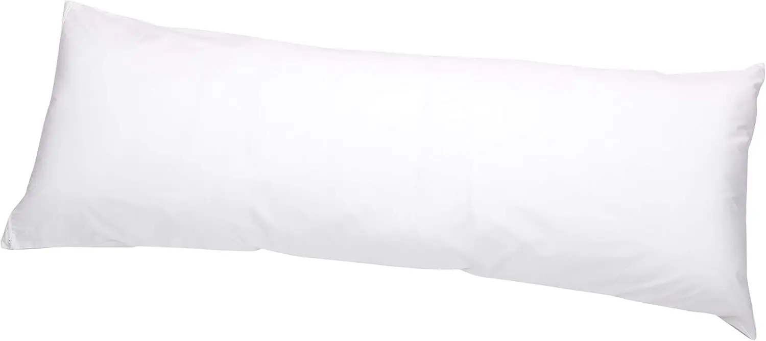 100% Cotton Hypoallergenic Body Pillow protectors with zipper, Standard size - White (55 x 21 inches), Pillows Not Included