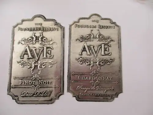 Factory custom self adhesive metal label sticker for red wine/whisky/brandy/vodka/beer/white wine glasses bottle