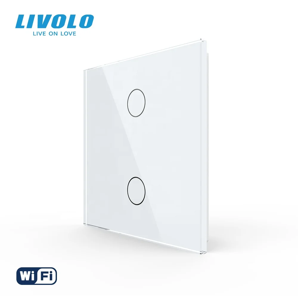 Livolo UK Standard Wifi Wall Light Touch Switch,2gang Smart Sensor 1way Wireless Control,Backlight Display