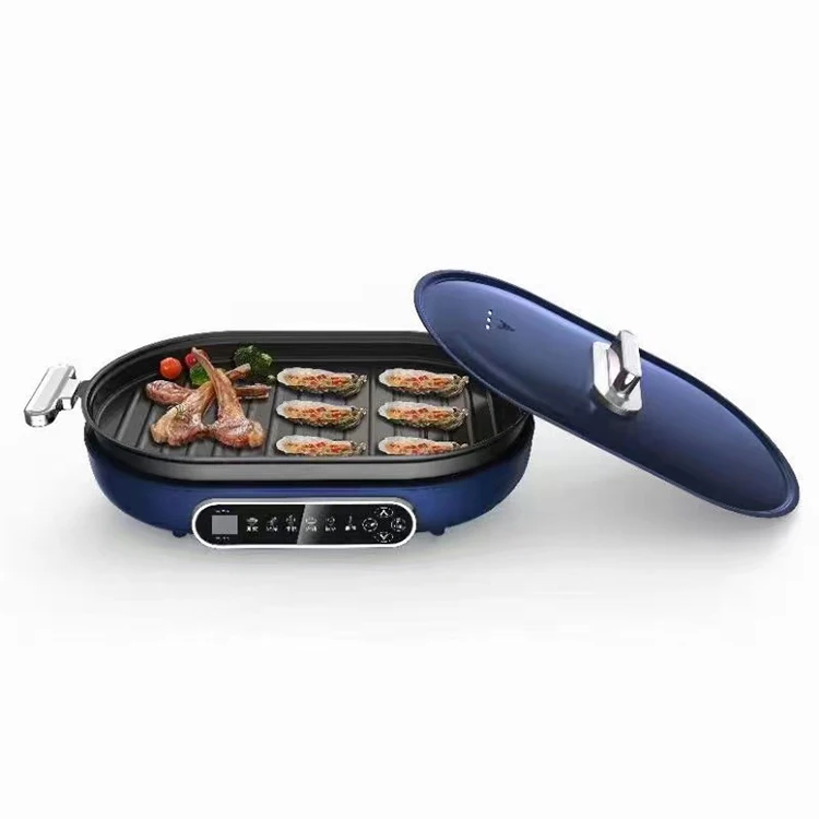 2 In 1 Indoor Multifunctional Control Barbecue Machine Smokeless Bbq Grill Household Hot Pot Electric Grill