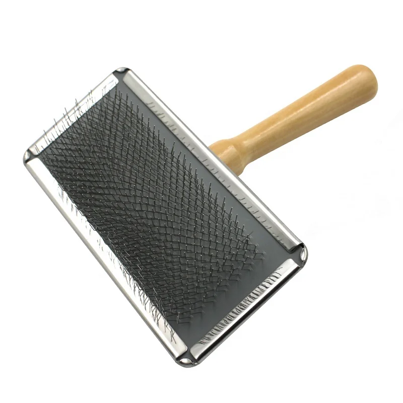 Wood handle slicker brush for dogs