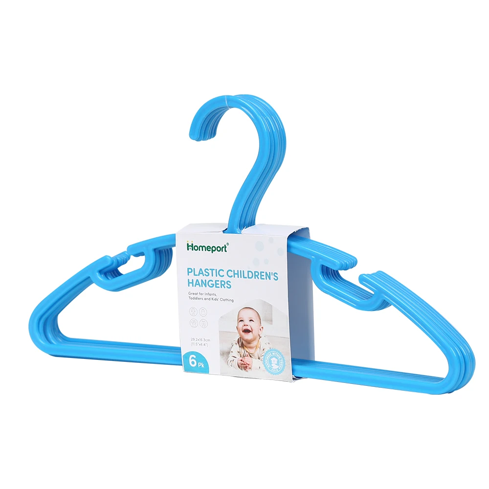Kids 6 Pack Heavy Duty Plastic Clothes Hanger For Everyday Standard Use Clothing Hangers for children