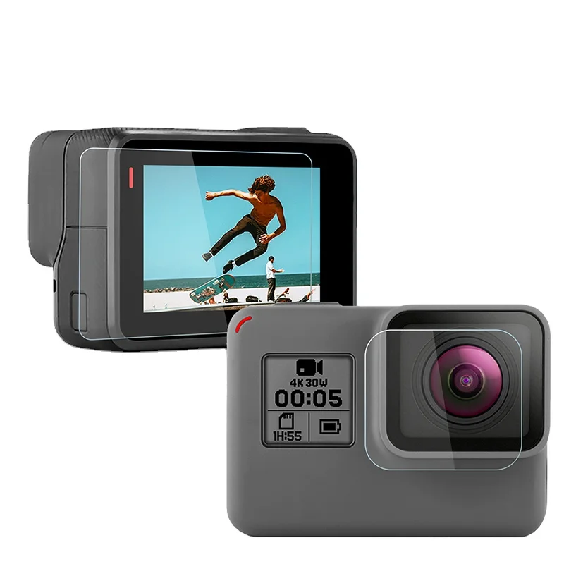 Закаленное стекло объектива + ЖК-экран протектор для GoPro Hero 7 6 5 Hero7 Hero6 Hero5 Черная защитная пленка камеры