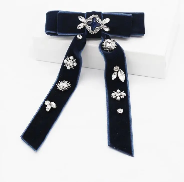 Wholesale Fashion Girls Large Velvet Hair Bows Crystal Pearl Embellished Barrette Clips Luxury Hair Clip Ins for Women
