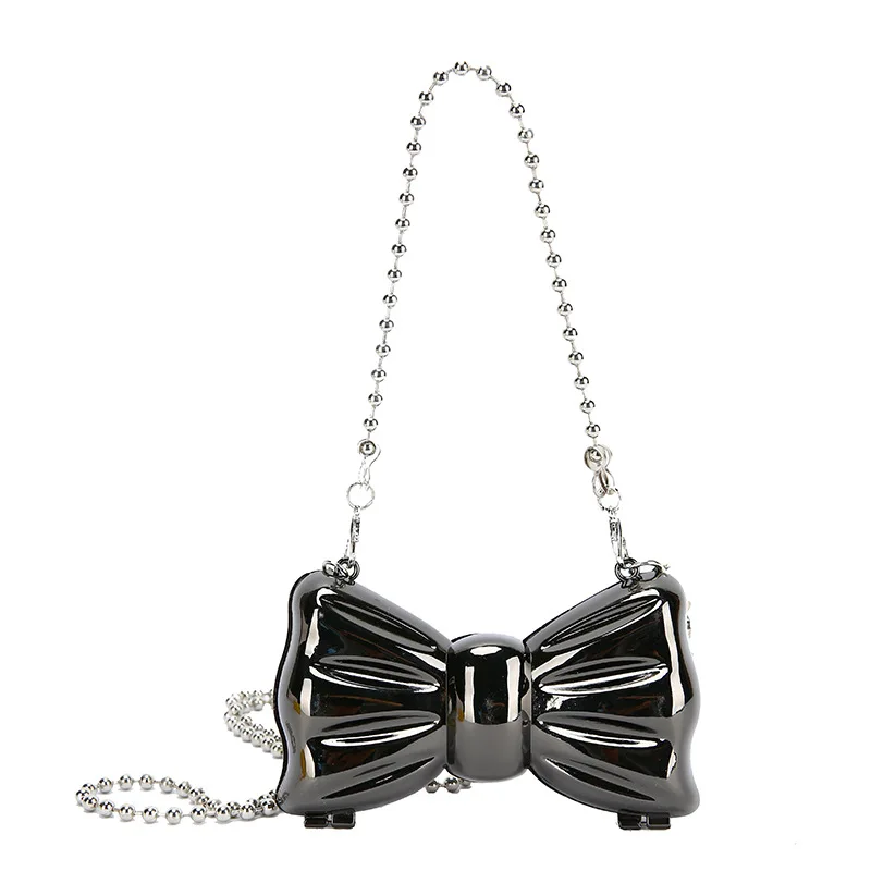 Luxury New Metallic Bow Shoulder Bag Tiny Women Dinner Party Bags Mini Crossbody Bags For Women Clutch Coin Lipstick Purses