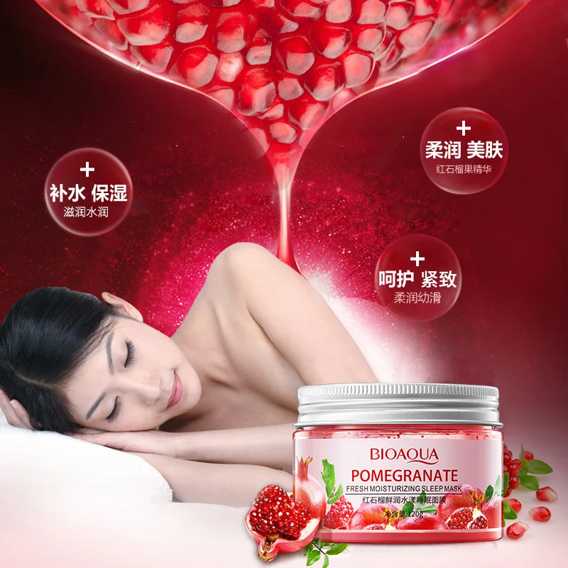 OEM bioaqua wholesale natural red pomegranate kiwi moisturizer nourishing fruit sleep crystal face mask