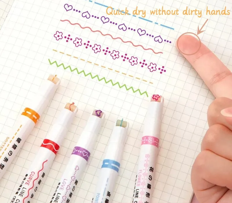 Wholesale hand newspaper fluorescent hand tent contour pen wavy line contour pen