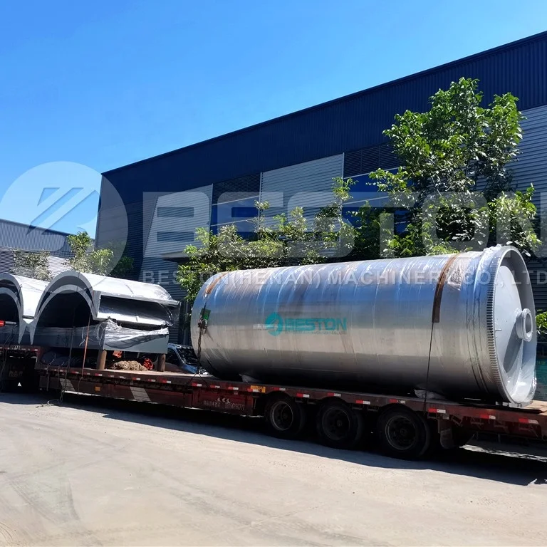 Beston Group Semi-Continuous type waste tyre plastic pyrolysis machine to fuel oil production line