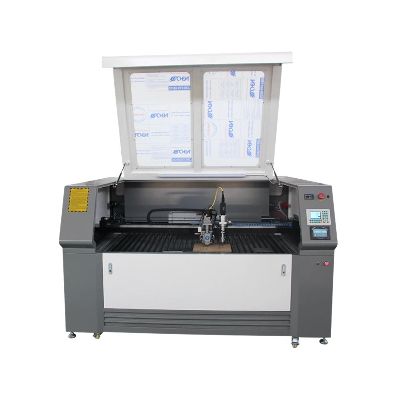 Смешанный co2 лазер 1390 лазер смешанная машина для резки и гравировки и волоконная маркировочная машина с двойной лазерной головкой