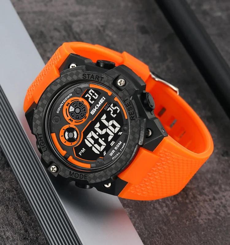 Stylish water-proof stop watch SKMEI 2337 minimalist digital stopwatch with yellow tpu watch band orologio