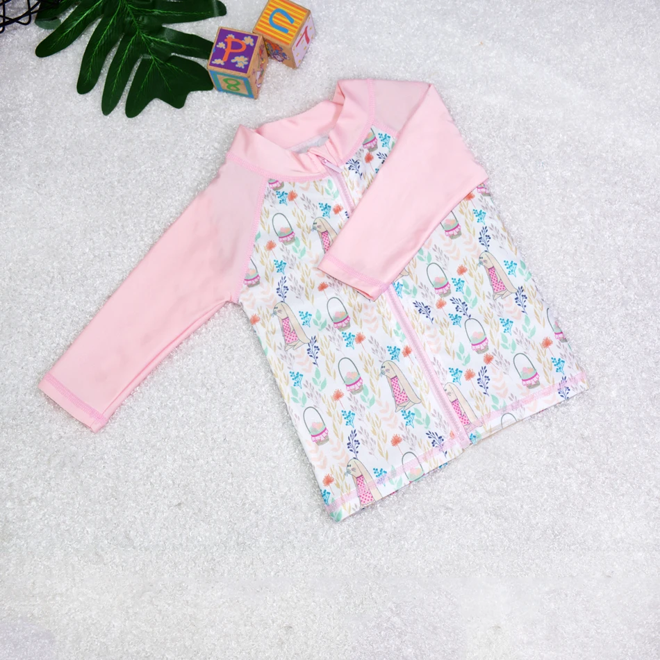 Long Sleeve  Baby Swimming Rash Guard with Full-length Zipper Baby Swimwear Baby Swim Shirt Rash Vest for infant and toddler