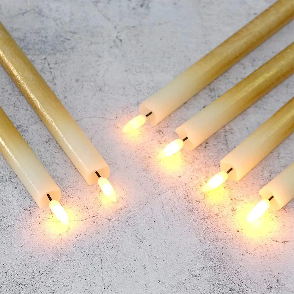 6PCS Paraffin Wax 3D Flickering Flameless Taper Candles with Remote and Timer Function,For Wedding Holiday Decoration