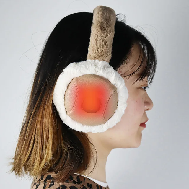 Electric storage heating High Quality Cold winter warmly foldable ears muffs custom fashionable fleece ear warmer earmuff