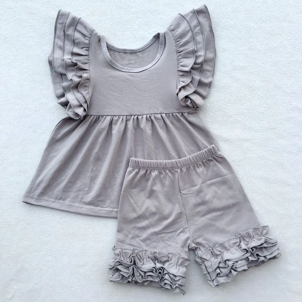 2Pcs Pink Plaid Girls Clothes Summer Sleeveless Ruffle Tops Dress+Shorts Toddler Girl Clothes Kid Outfits Set Baby Girl Clothes