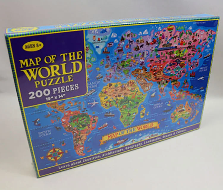 
Educational Kid World and USA Map 200 Pieces Paper Jigsaw Puzzle Game Toys 