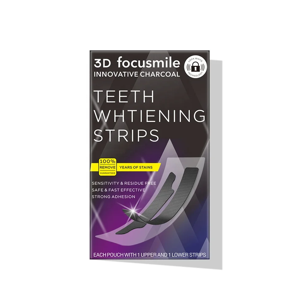 Factory Price  Private Label Focusmile Charcoal Teeth Whitening Strips Professional Whitening Teeth Strips
