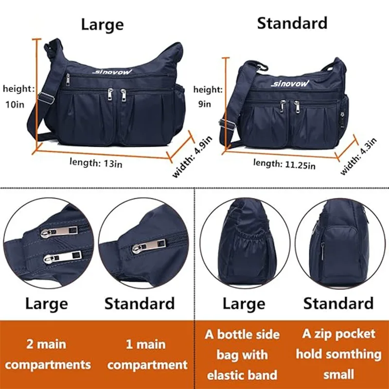 Sinovow Lightweight Waterproof Nylon Travel Bag Ladies Pocketbooks Cross body Purses For Women Shoulder Handbags