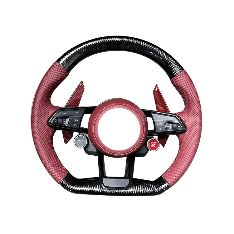 2021 High Quality Black Carbon Fiber Steering Wheel for Audi R8 RS3 RS5 Q7