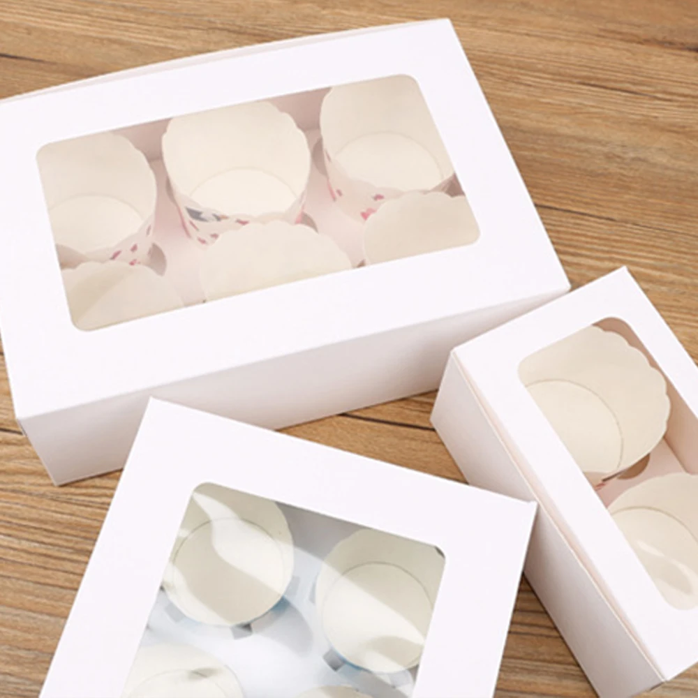 Коробка для торта одноразовая на заказ с окном коробка белая картонная крафт-бумага