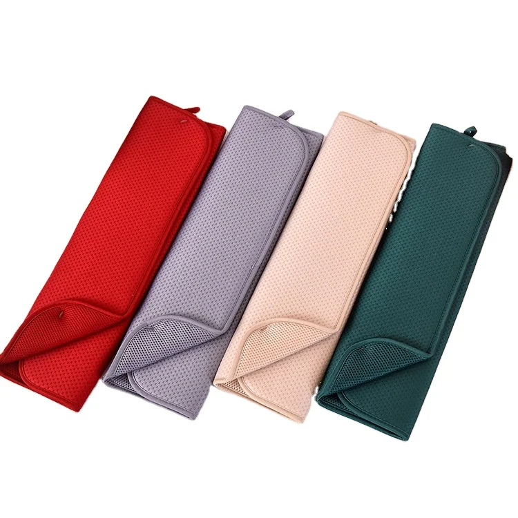 
Solid printing waterproof microfiber silicone dish kitchen dish drying mat 