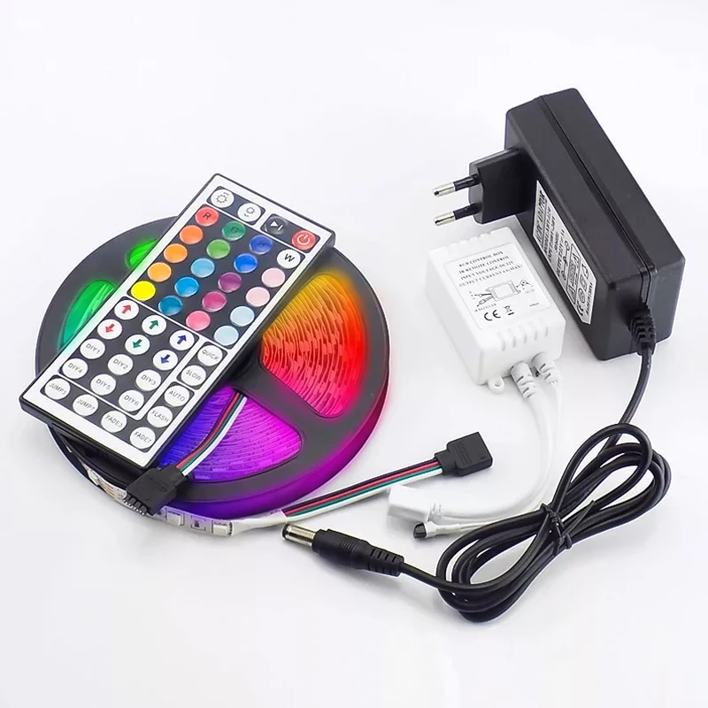 12v intelligent 24v Ip65 flexible digital waterproof strip lamp with 24-key remote controller 5050 rbg led strip lamp