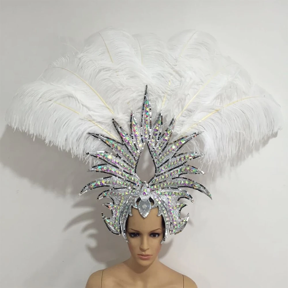 Handmade Samba Dance Ostrich Feather Headwear Halloween Hair Accessories Party Supplies