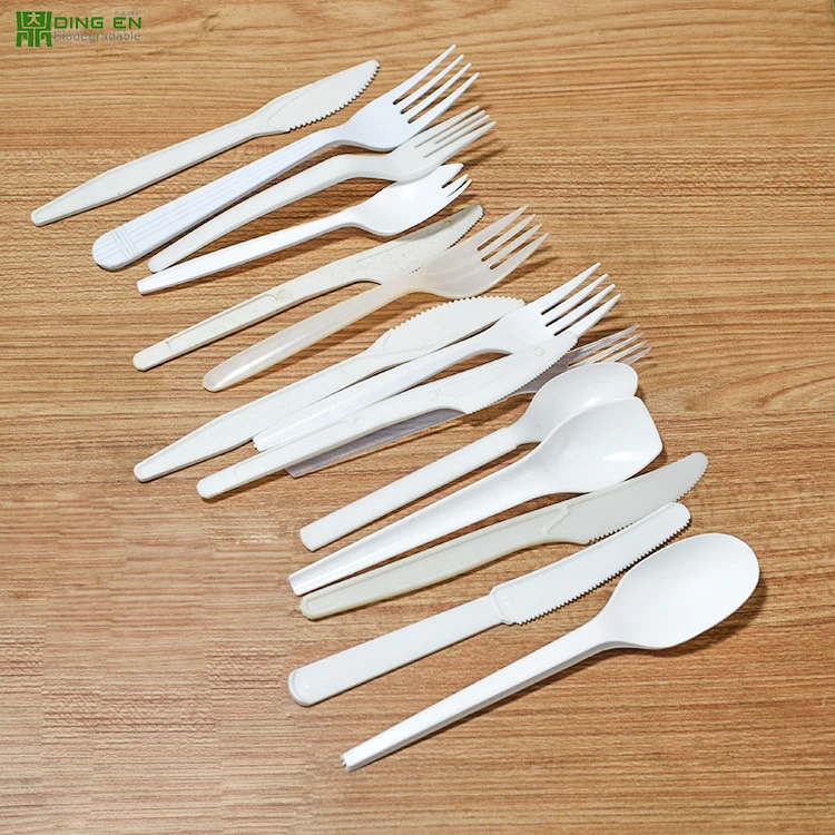 Biodegradable  Disposable Eco Friendly PLA Cutlery Spoon Fork Knife Set Cutlery with Custom Logo