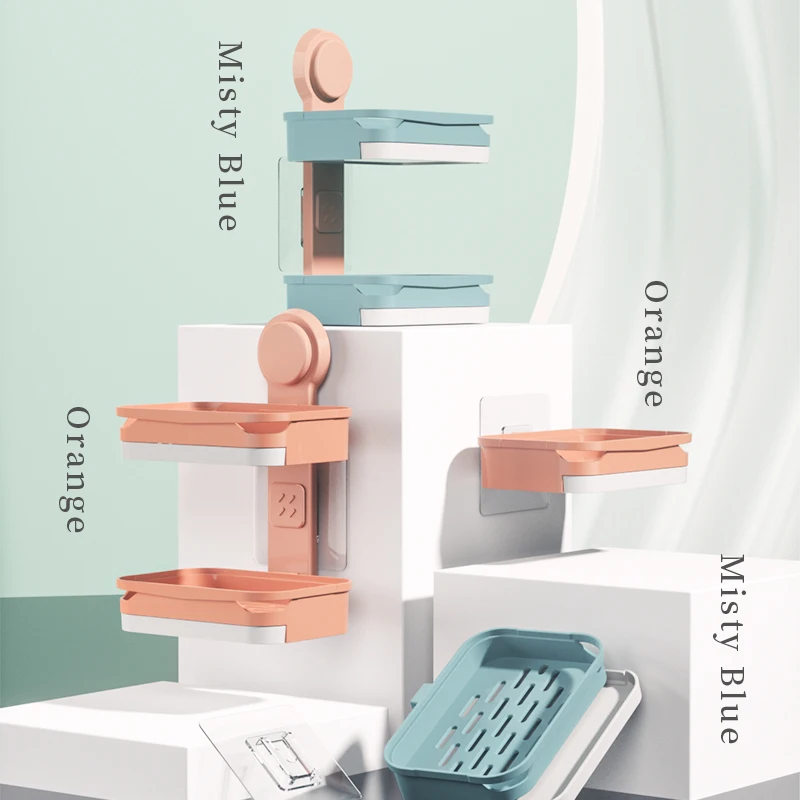 luxury eco friendly bathtub toilet wall mounted square draining soap dispenser holder plastic box soap dish