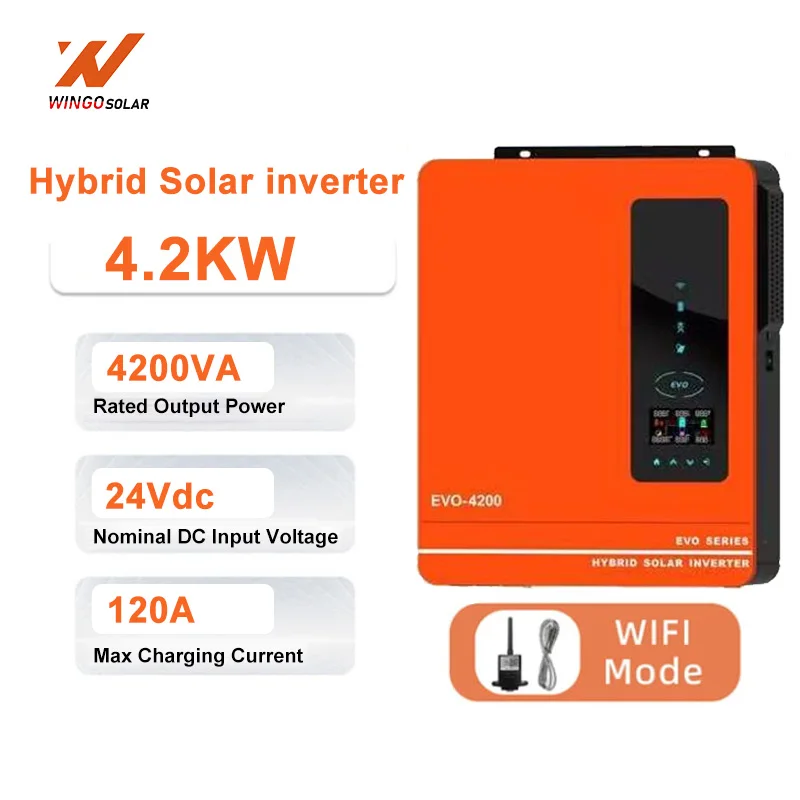 4.2kw Solar Power Inverter 24V Dc To 220V Ac Off Grid Tie Mppt Pure Sine Wave Hybrid Solar Inverter for Home Government