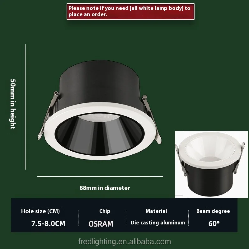 No main light embedded  RA98 led downlight RGO low blue light CQS98 full spectrum eye protection down light led spotlight