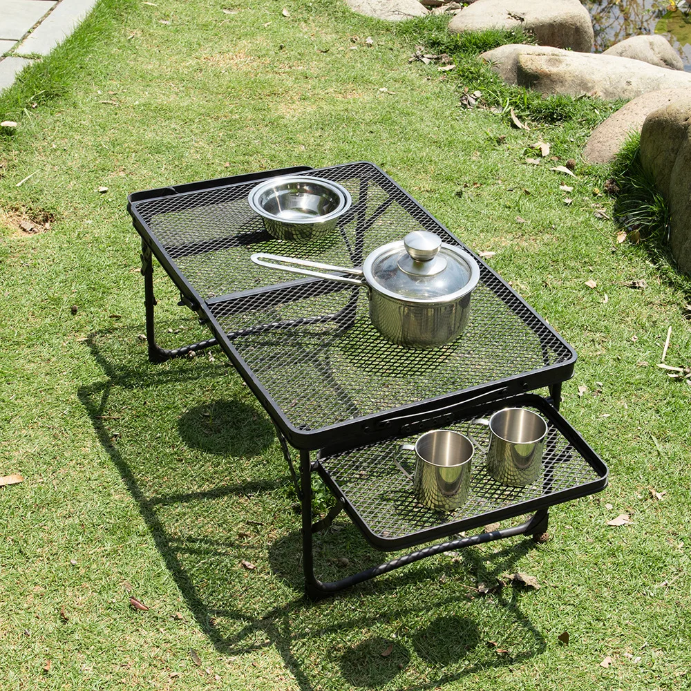 High Quality Outdoor camping folding portable rack barbecue camping aluminum iron table